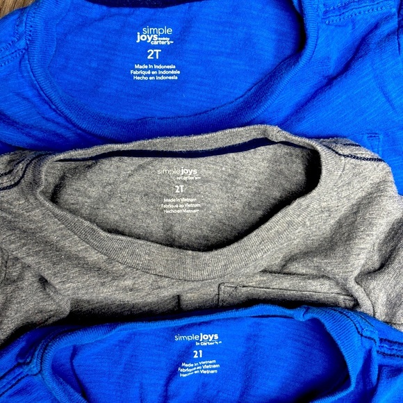 Lot of Three Simple Joys by Carter's 2T Blue and Gray T-Shirts, exclnt cndition - Picture 1 of 8